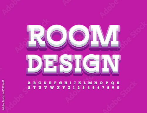 Vector creative template Room Design with stylish Font. Trendy Alphabet Letters and Numbers set