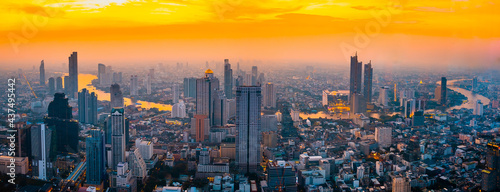  Aerial view of Bangkok city in Thailand