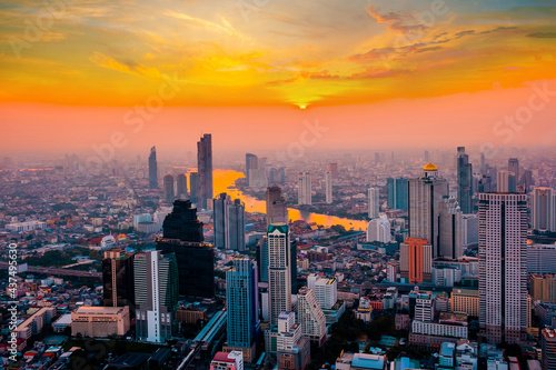 Aerial view of Bangkok city in Thailand