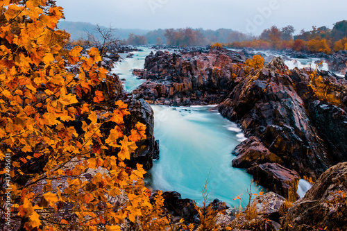 Great Falls Park, Virginia, USA -Potomac River waterfalls ,Waterfall Autumn season in Virginia,USA