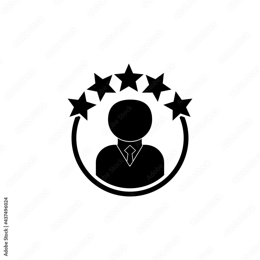 Customer experience icon. Five star satisfaction rating icon isolated on white background Customer experience icon. Five star satisfaction rating icon isolated on white background