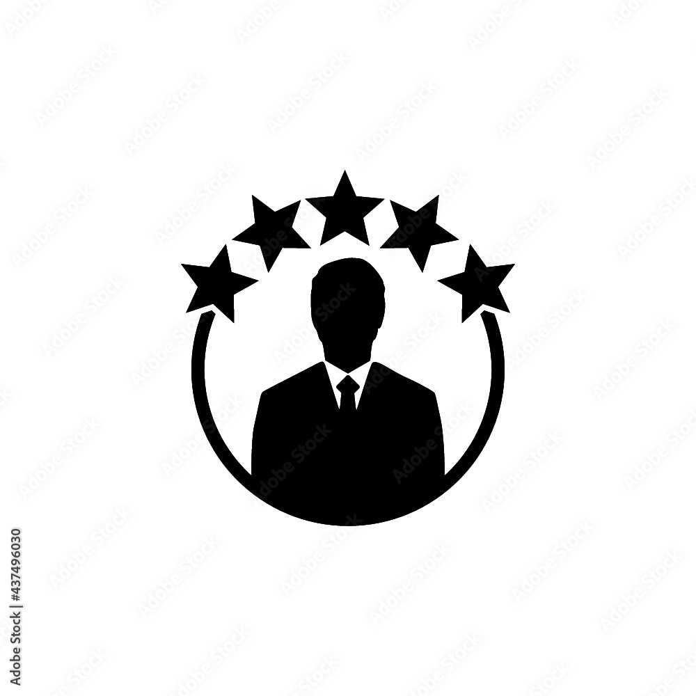 Customer experience icon. Five star satisfaction rating icon isolated on white background Customer experience icon. Five star satisfaction rating icon isolated on white background