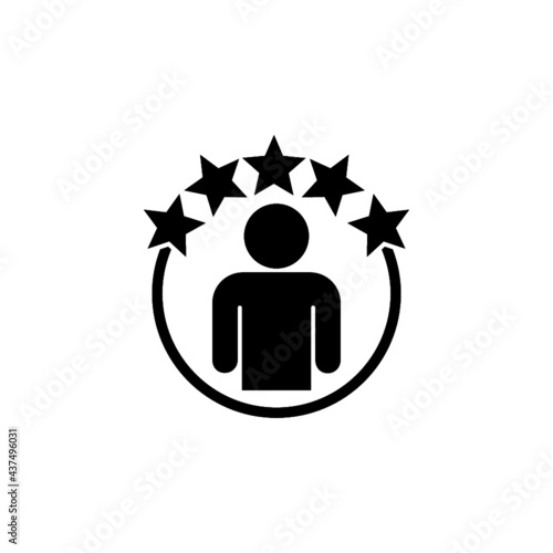 Customer experience icon. Five star satisfaction rating icon isolated on white background