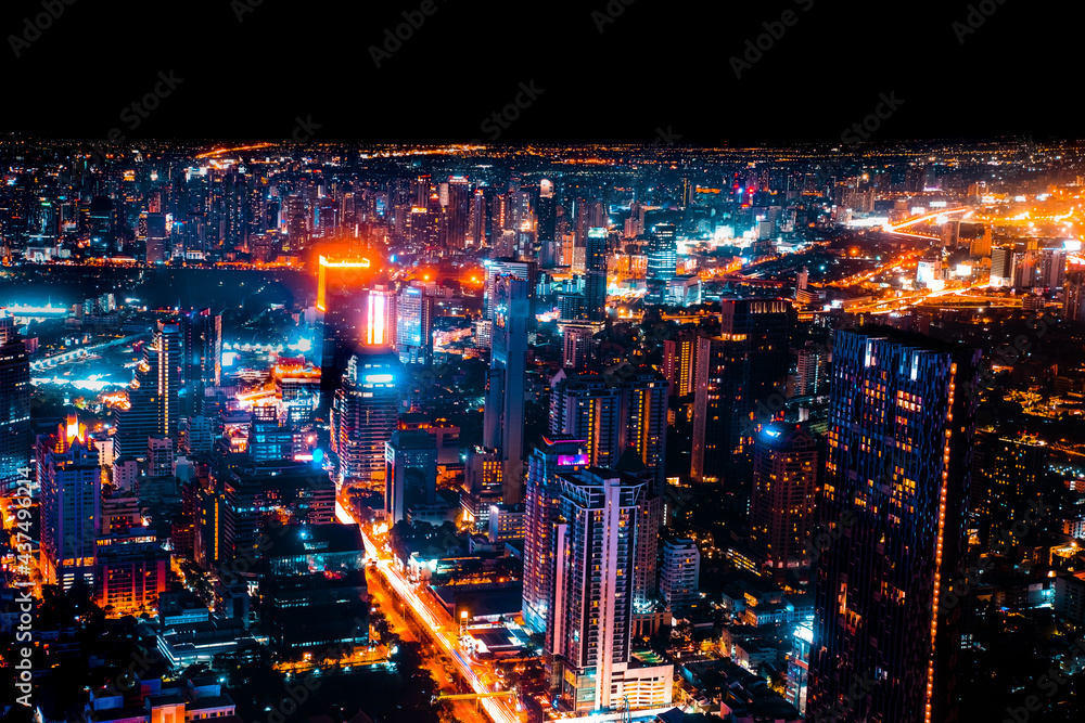 Bangkok, Thailand, Aerial view of Bangkok city in Thailand - obrazy, fototapety, plakaty 