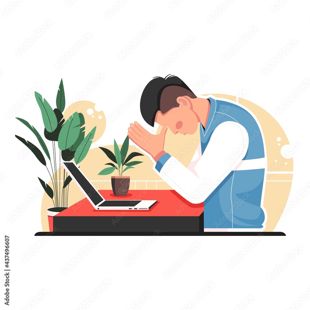 man stress at work flat vector illustration man stress at work flat vector illustration