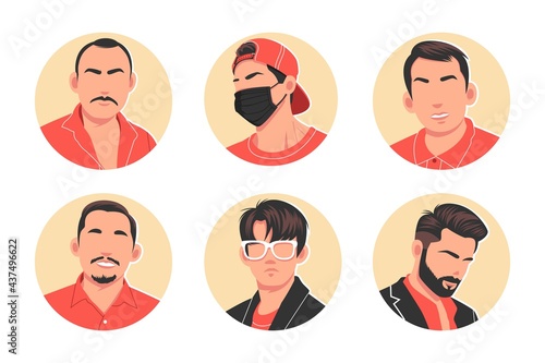 set of man avatar flat vector illustration