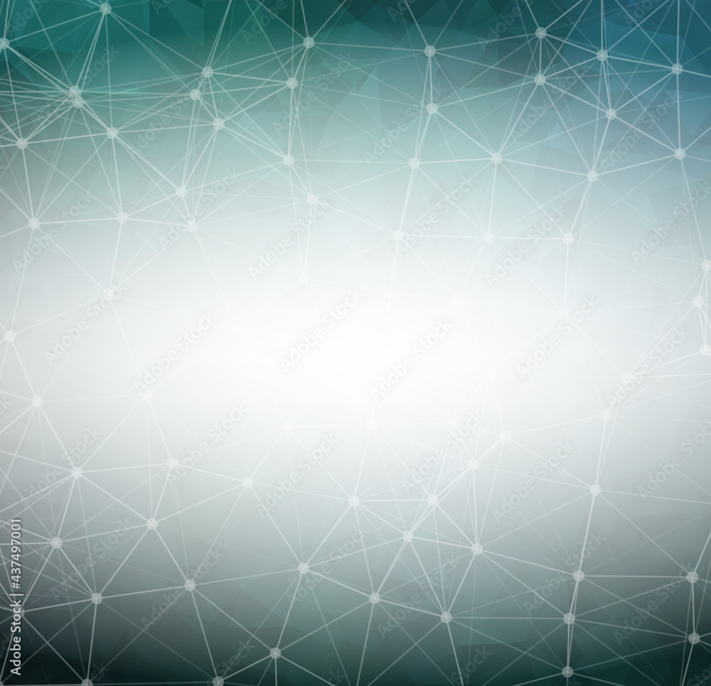 Obraz premium Geometric Dark Green Polygonal background molecule and communication. Connected lines with dots. Minimalism background. Concept of the science, chemistry, biology, medicine, technology.