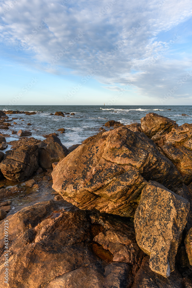 The Atlantic Ocean seen from the rocky coast of Les Sables d'Olonne.