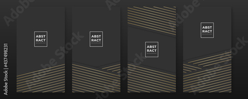 Set of modern black and gold abstract background. Abstract luxurious black gold background. Modern dark banner template vector with geometric shape patterns . Futuristic digital graphic design
