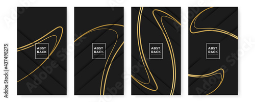 Set of modern black and gold abstract background. Abstract luxurious black gold background. Modern dark banner template vector with geometric shape patterns . Futuristic digital graphic design