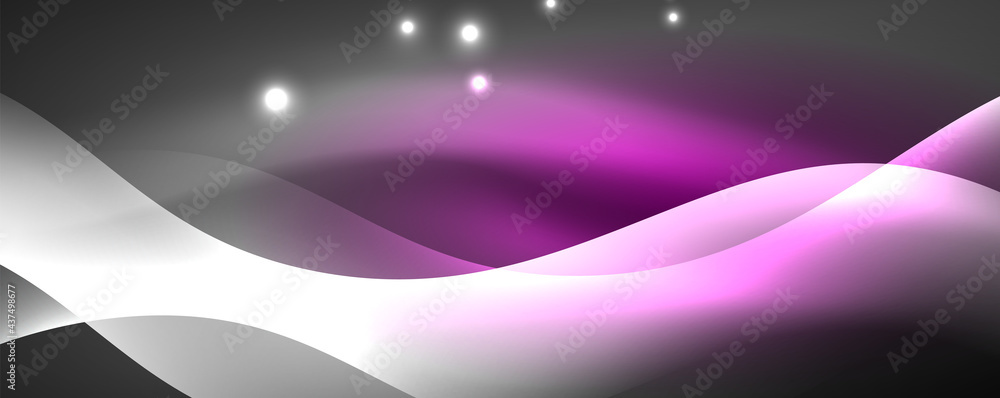 Shiny glowing neon wave, light lines abstract background. Magic energy and motion concept. Vector wallpaper template Shiny glowing neon wave, light lines abstract background. Magic energy and motion concept. Vector wallpaper template