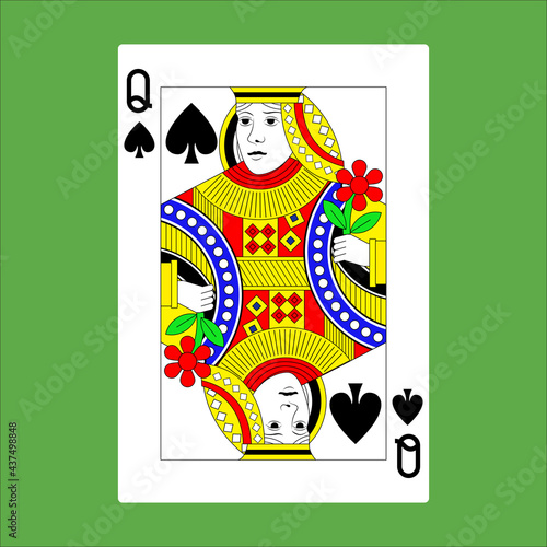 Illustration for queen spade poker card