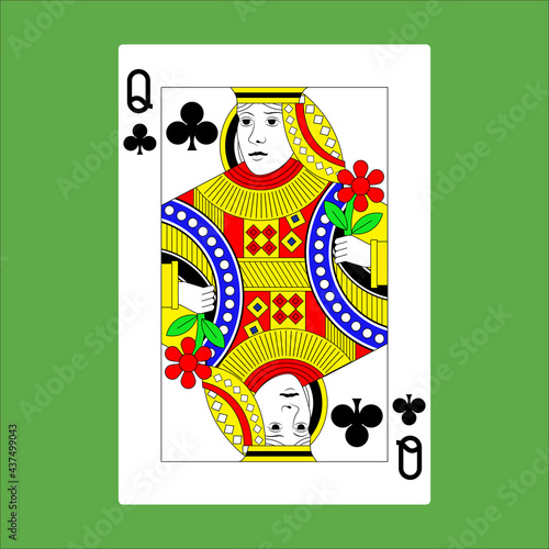 Illustration for queen club poker card