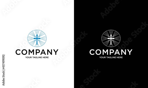 Church logo or label. Prayer, religion concept. Vintage vector illustration