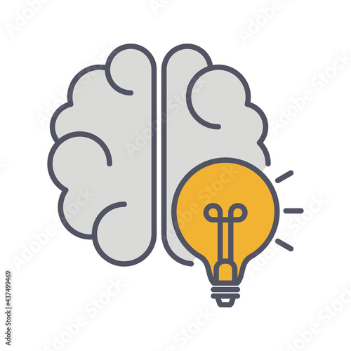 Brainstorm Line Icon. Lightning in brain innovation logo. Vector Illustration