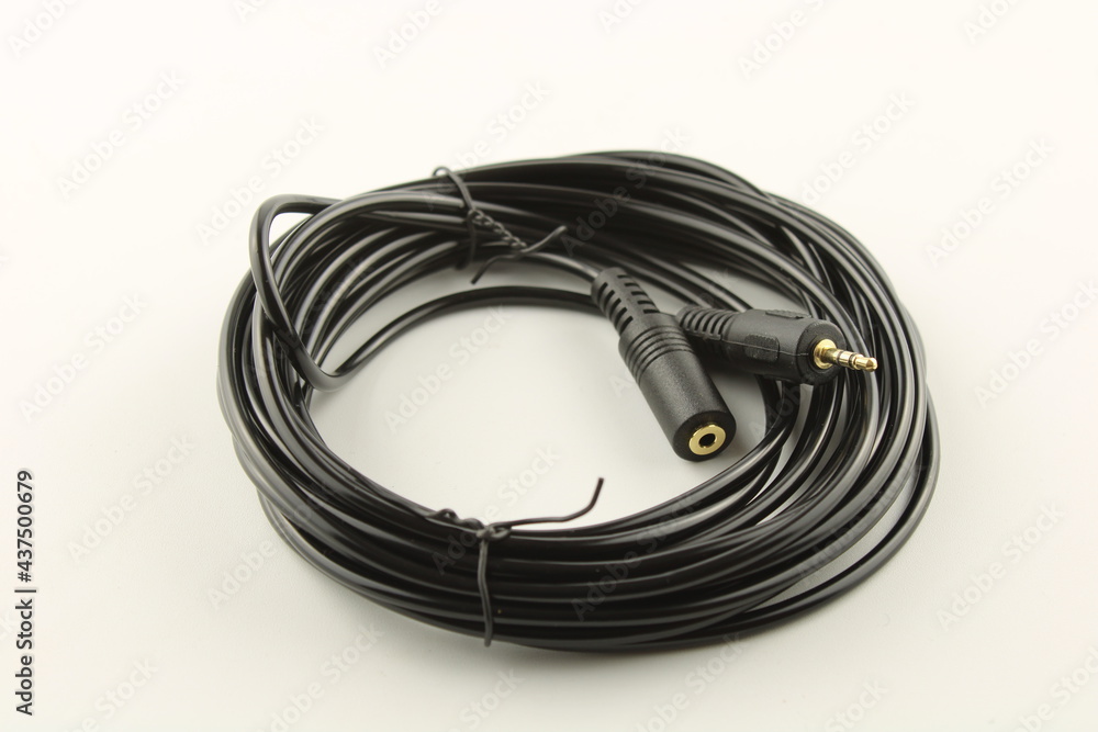 camera shutter release extension cable close up isolated on white camera shutter release extension cable close up isolated on white