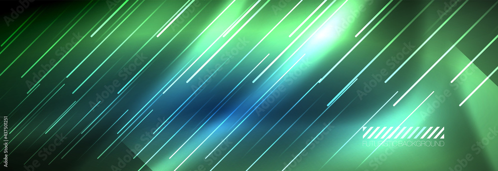 Neon glowing lines, magic energy and light motion background. Vector wallpaper template Neon glowing lines, magic energy and light motion background. Vector wallpaper template
