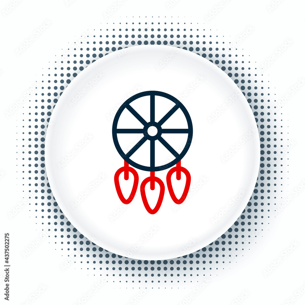 Line Dream catcher with feathers icon isolated on white background. Colorful outline concept. Vector Line Dream catcher with feathers icon isolated on white background. Colorful outline concept. Vector