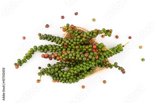 Fresh pepper isolated on white background.top view,flat lay. photo