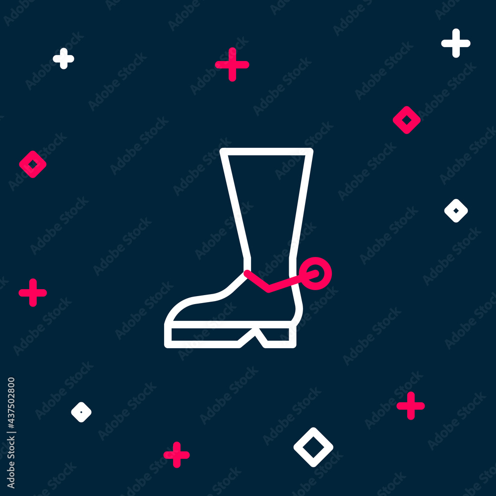 Line Cowboy boot icon isolated on blue background. Colorful outline concept. Vector Line Cowboy boot icon isolated on blue background. Colorful outline concept. Vector