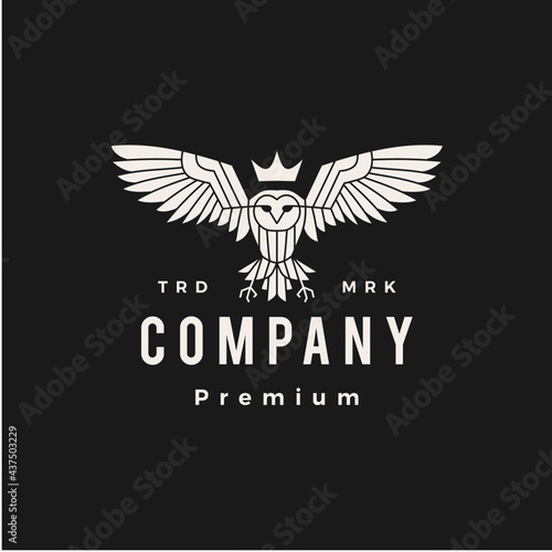 owl king hipster vintage logo vector icon illustration