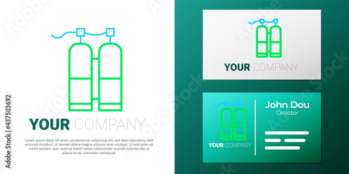 Line Aqualung icon isolated on white background. Oxygen tank for diver. Diving equipment. Extreme sport. Sport equipment. Colorful outline concept. Vector