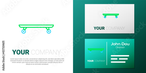 Line Longboard or skateboard cruiser icon isolated on white background. Extreme sport. Sport equipment. Colorful outline concept. Vector