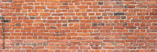 Red brick wall panoramic texture background