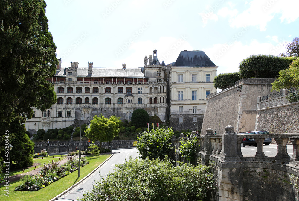 Blois Royal Castle, France. View from the side of the former fortress wall 