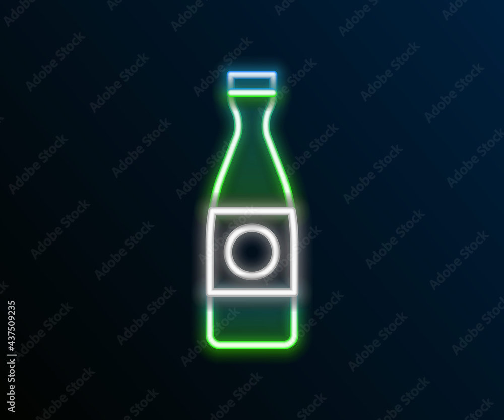 Glowing neon line Beer bottle icon isolated on black background. Colorful outline concept. Vector Glowing neon line Beer bottle icon isolated on black background. Colorful outline concept. Vector