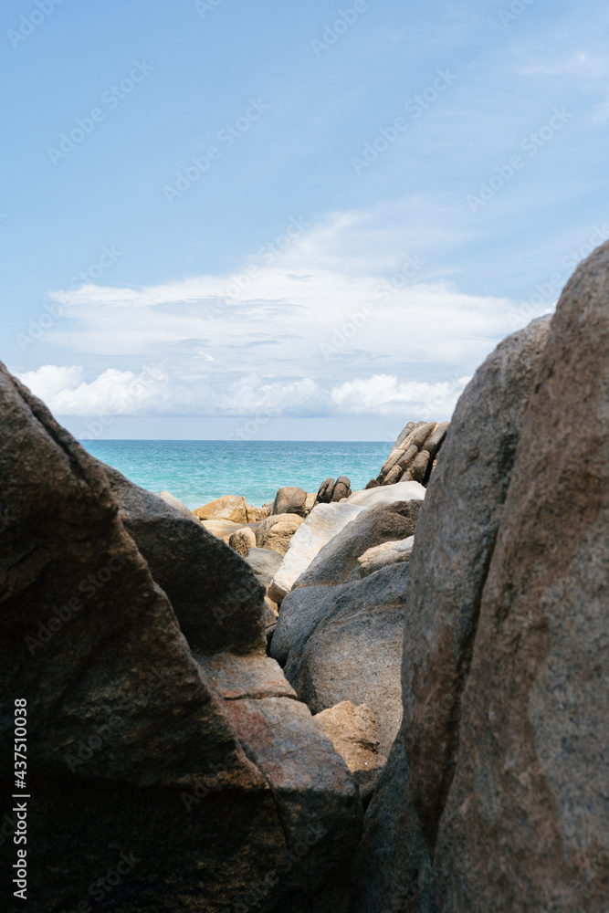 rocks on the beach at banana beach Phuket Thailand