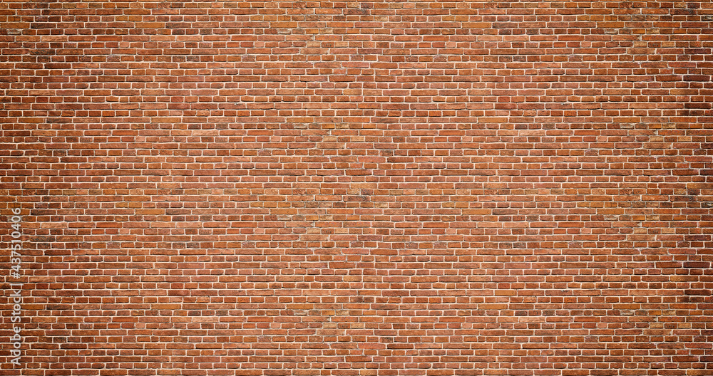 Old red brick wall background, wide panorama of masonry Old red brick wall background, wide panorama of masonry
