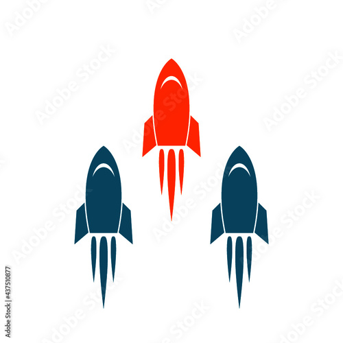 Three rockets fly up icon isolated on white background