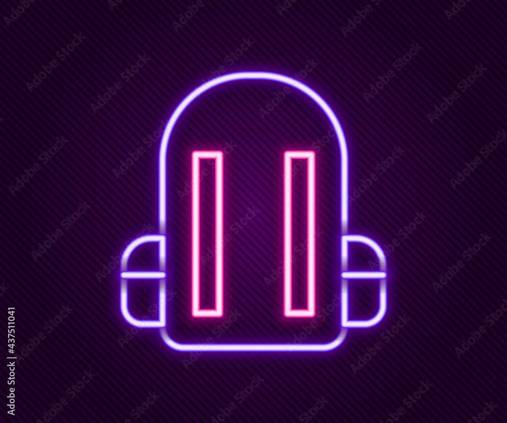 Glowing neon line School backpack icon isolated on black background. Colorful outline concept. Vector Glowing neon line School backpack icon isolated on black background. Colorful outline concept. Vector