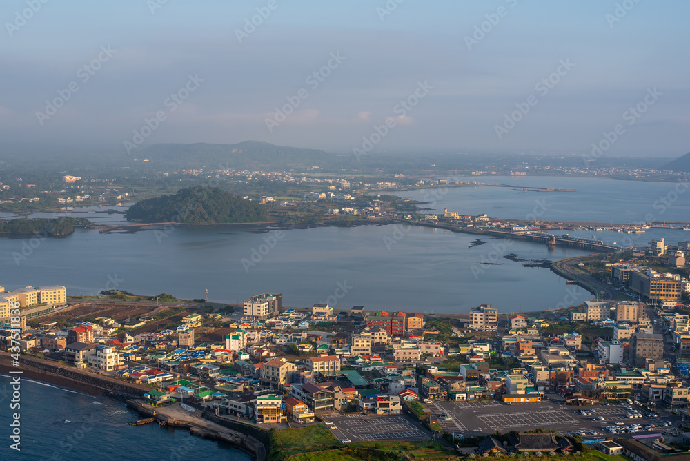Naklejka premium Jeju Island as seen from Seongsan Ilchulbong Peak