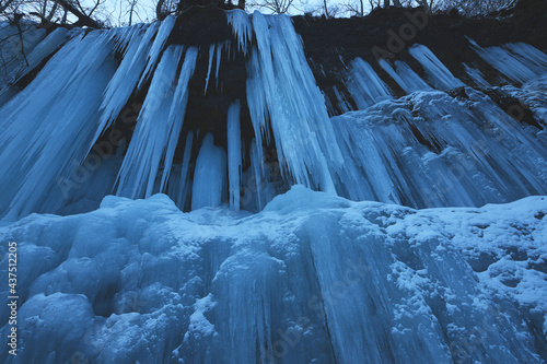 Icicles from Frozen waterfall in Nagano Japan