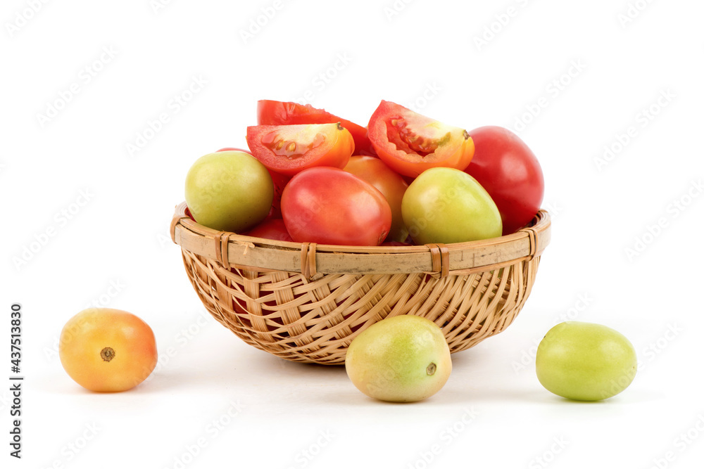 Colorful tomatoes fruits isolated on white background. Colorful tomatoes fruits isolated on white background.