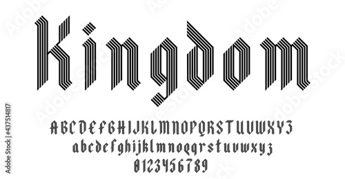 Set of alphabets font letters and numbers elegant antique vintage blackletter concept vector illustration
