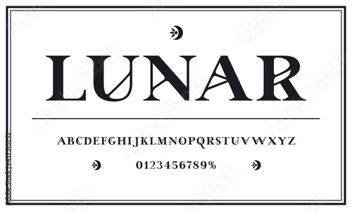 Decorative serif font in spiritualism style