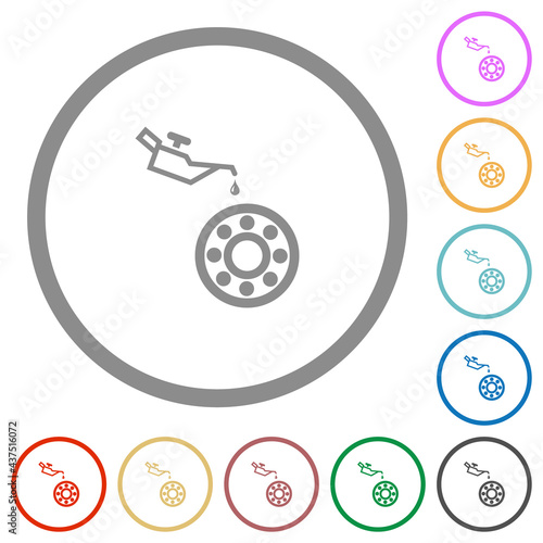 Oiler can and bearings flat icons with outlines