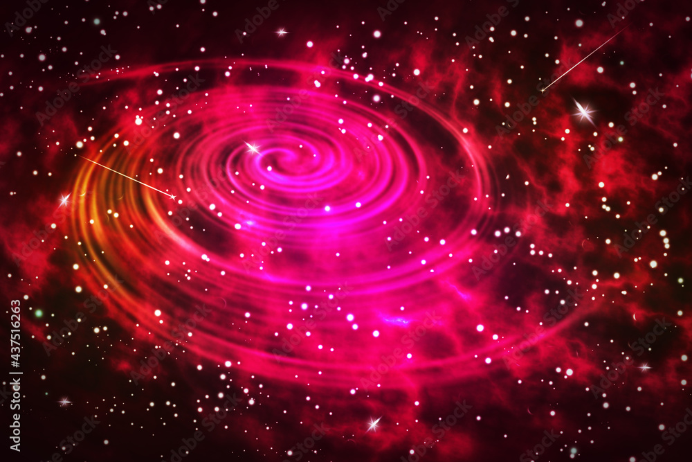 Spiral, orange-red galaxy, and nebula in space. Space Spiral, orange-red galaxy, and nebula in space. Space