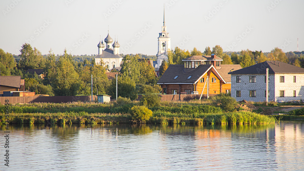 Small town on the banks of the Volga river