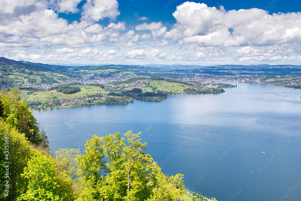 Schönes Panorama hoch über Vierwaldstättersee, Bürgenstock, Schweiz