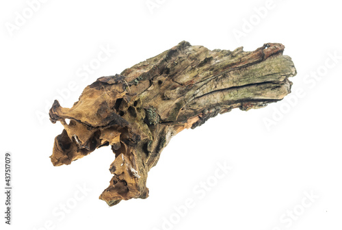 old piece of wood on a white isolated background