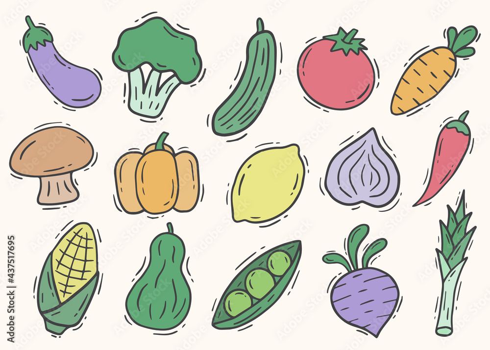 fruit and vegetable doodle vector fruit and vegetable doodle vector