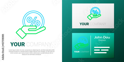 Line Discount percent tag icon isolated on white background. Shopping tag sign. Special offer sign. Discount coupons symbol. Colorful outline concept. Vector