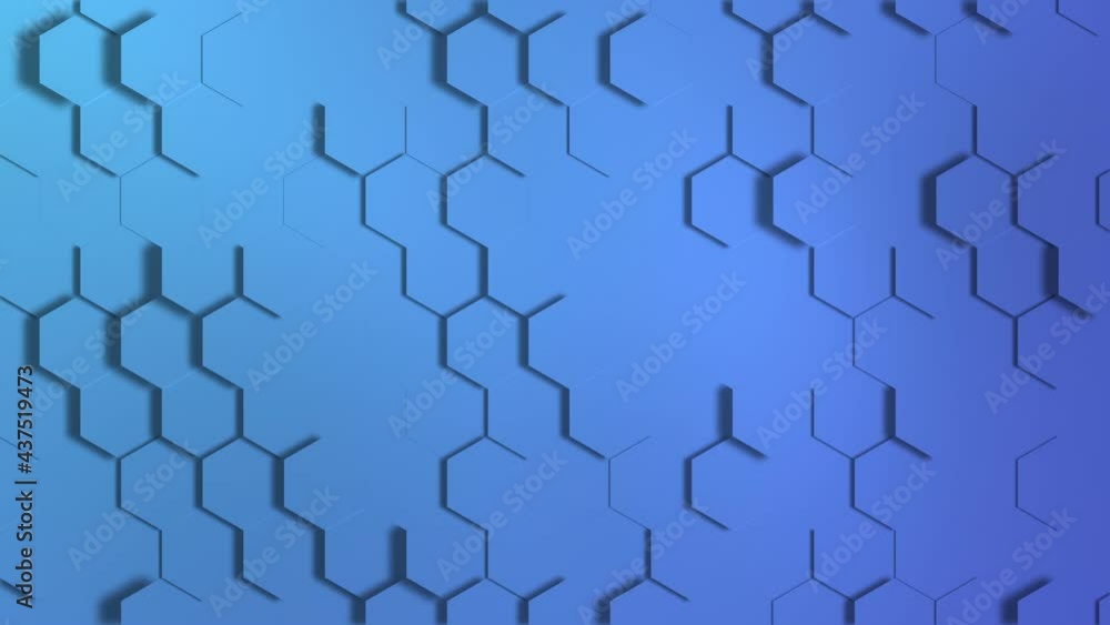3D blue geometric hexagon abstract background. Moving wall. honeycombs. Animation loop 4. 3d rendering 3D blue geometric hexagon abstract background. Moving wall. honeycombs. Animation loop 4. 3d rendering