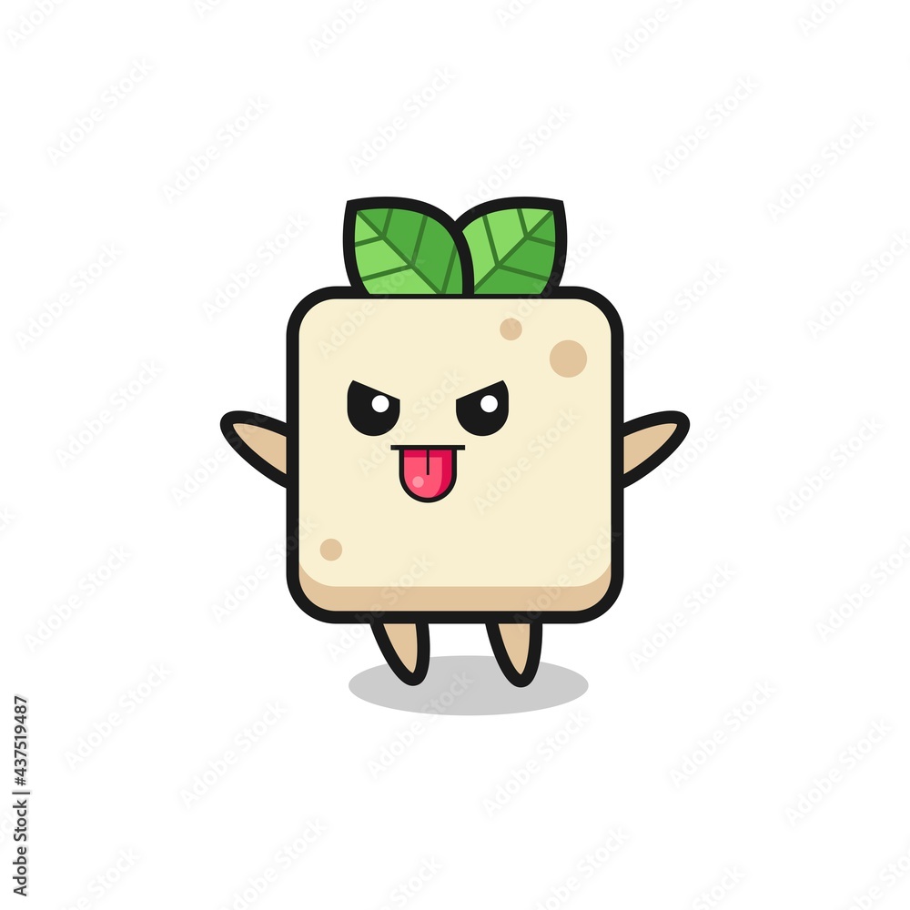 naughty tofu character in mocking pose naughty tofu character in mocking pose