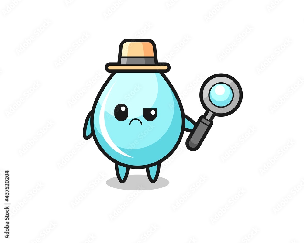 the mascot of cute water drop as a detective the mascot of cute water drop as a detective