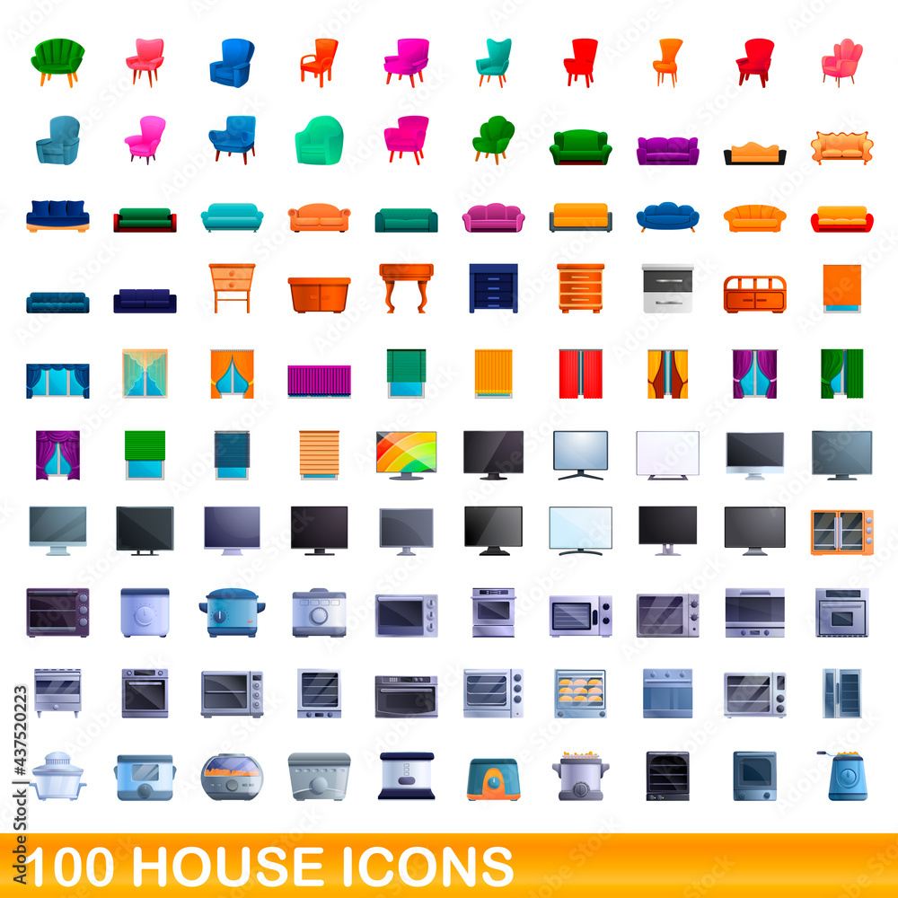 100 house icons set. Cartoon illustration of 100 house icons vector set isolated on white background 100 house icons set. Cartoon illustration of 100 house icons vector set isolated on white background